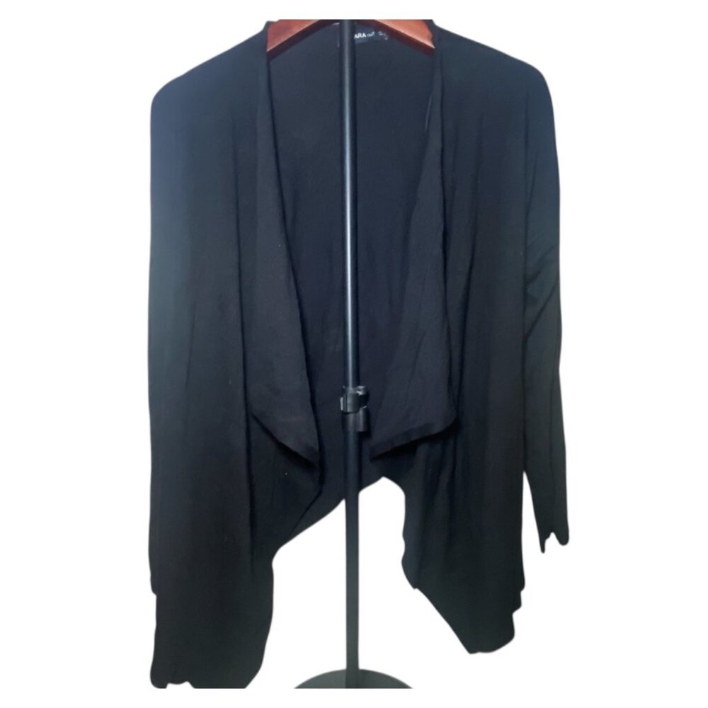 Zara Knit Womens Black‎ Open Front Cardigan Sweater M